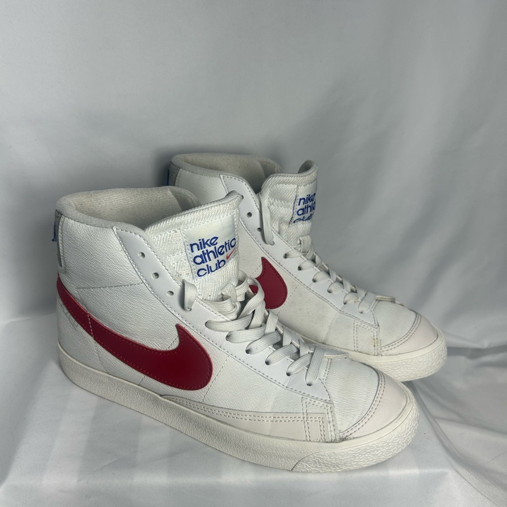 Retro Nike Blazer Athletic Club White and Red High-Tops 1970s style. 7y.